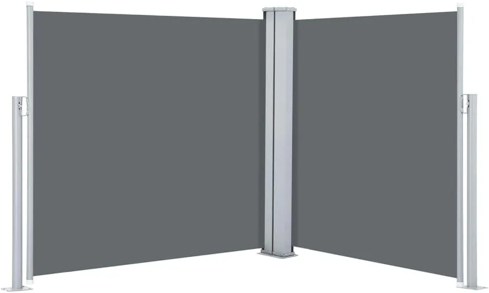Retractable Side Awning Privacy Screen Anthracite 47.2"x236.2" Adjustable Sun Shade with UV-Resistant Fabric for Patio Garden Balcony Outdoor Wind Protection