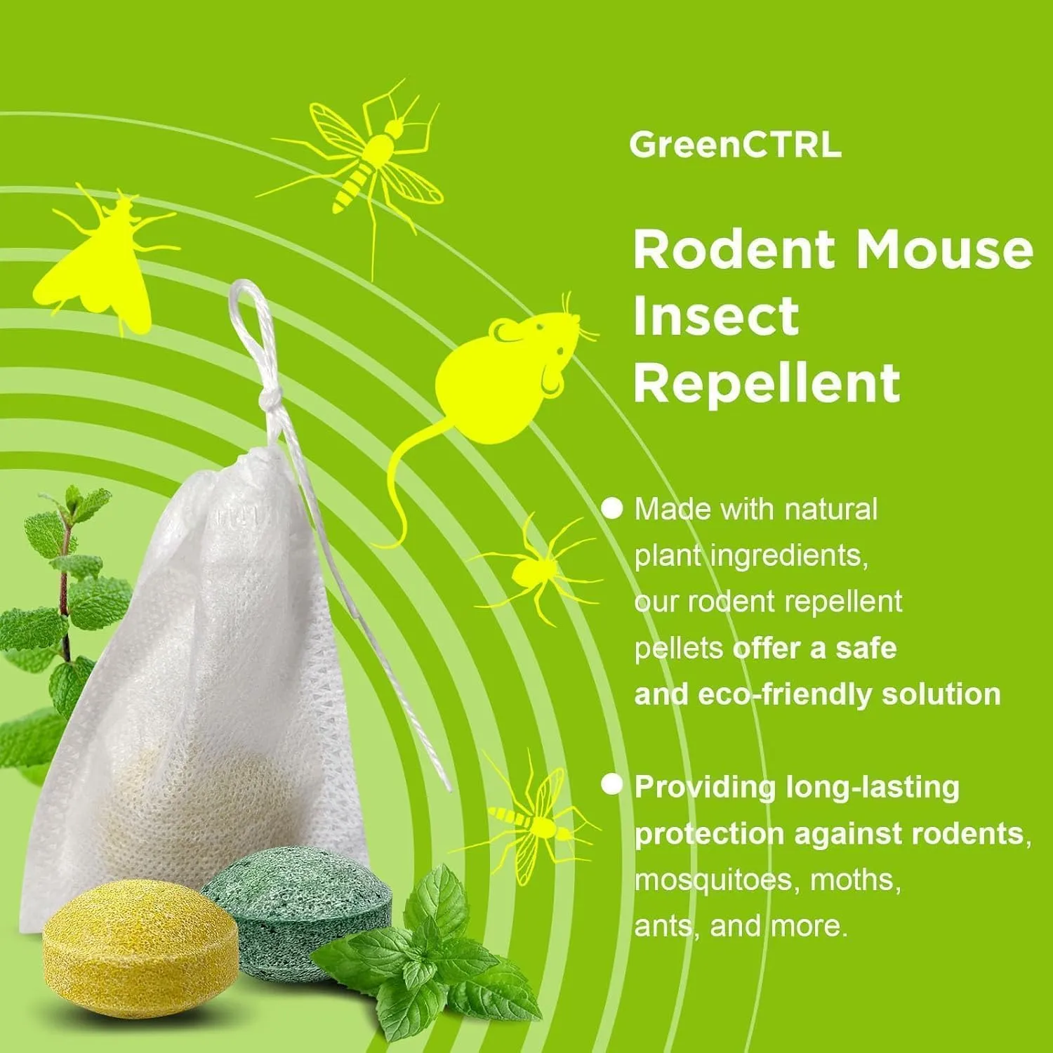 Rodents Repellent with Peppermint Oil for Squirrel - Mouse/Rat/Mole Repellent Balls for Indoor/Outdoor, Car Engines, Garage, Attic - Mice Deterrent Alternative to Moth Balls & Mouse Traps. (24 Pack)