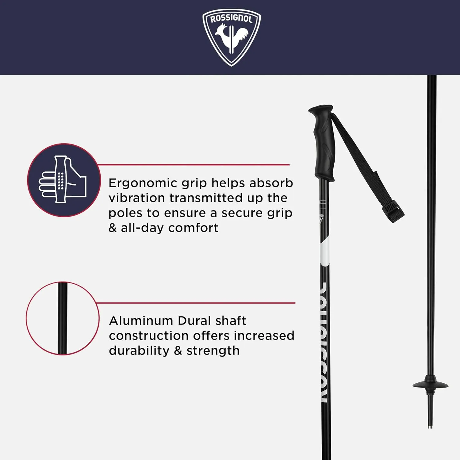 Rossignol Electra Alpine Ski Poles - Downhill Ski Poles for Women - Black