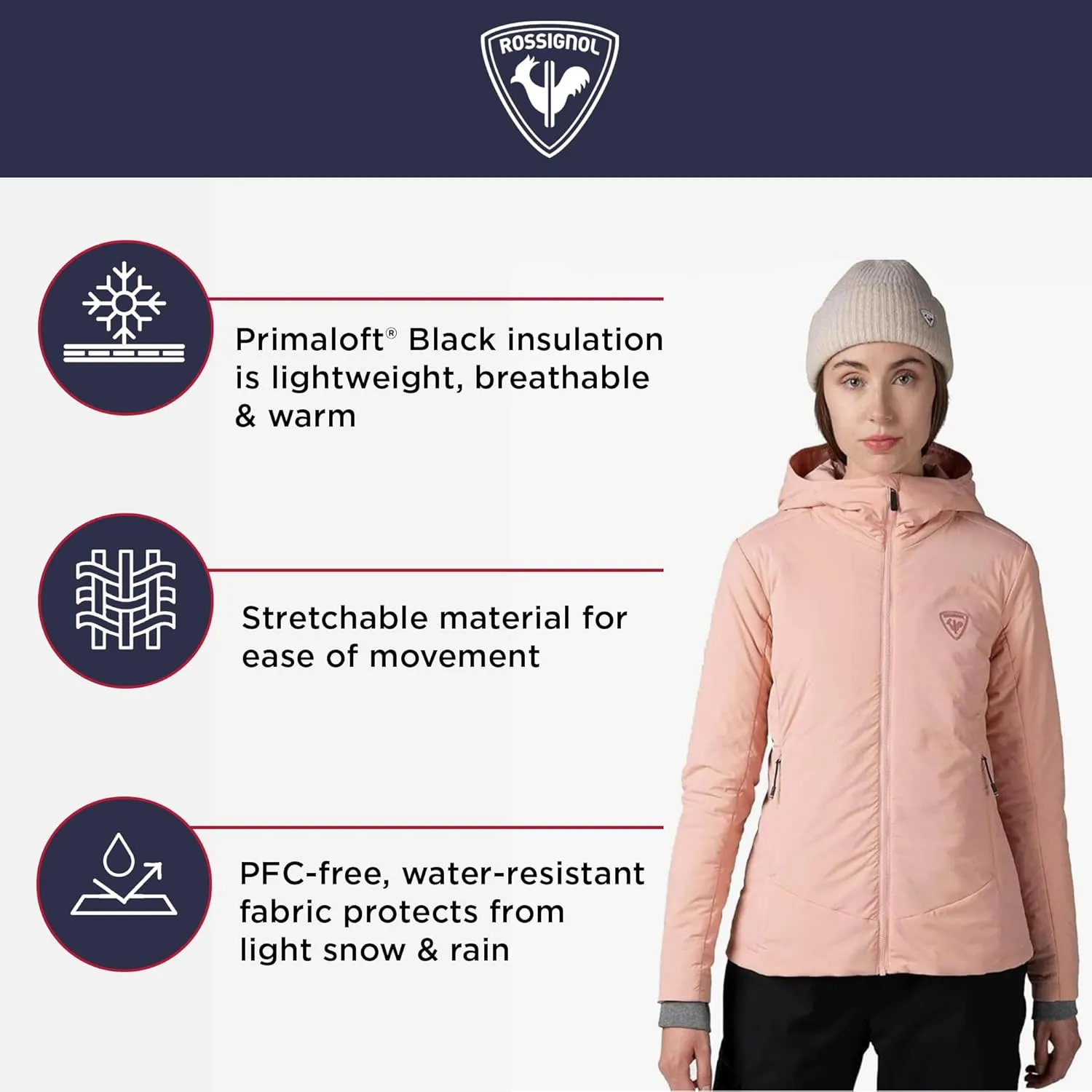 Rossignol Opside Hoodie Mid-layer Jacket - Lightweight Insulated Jacket for Women