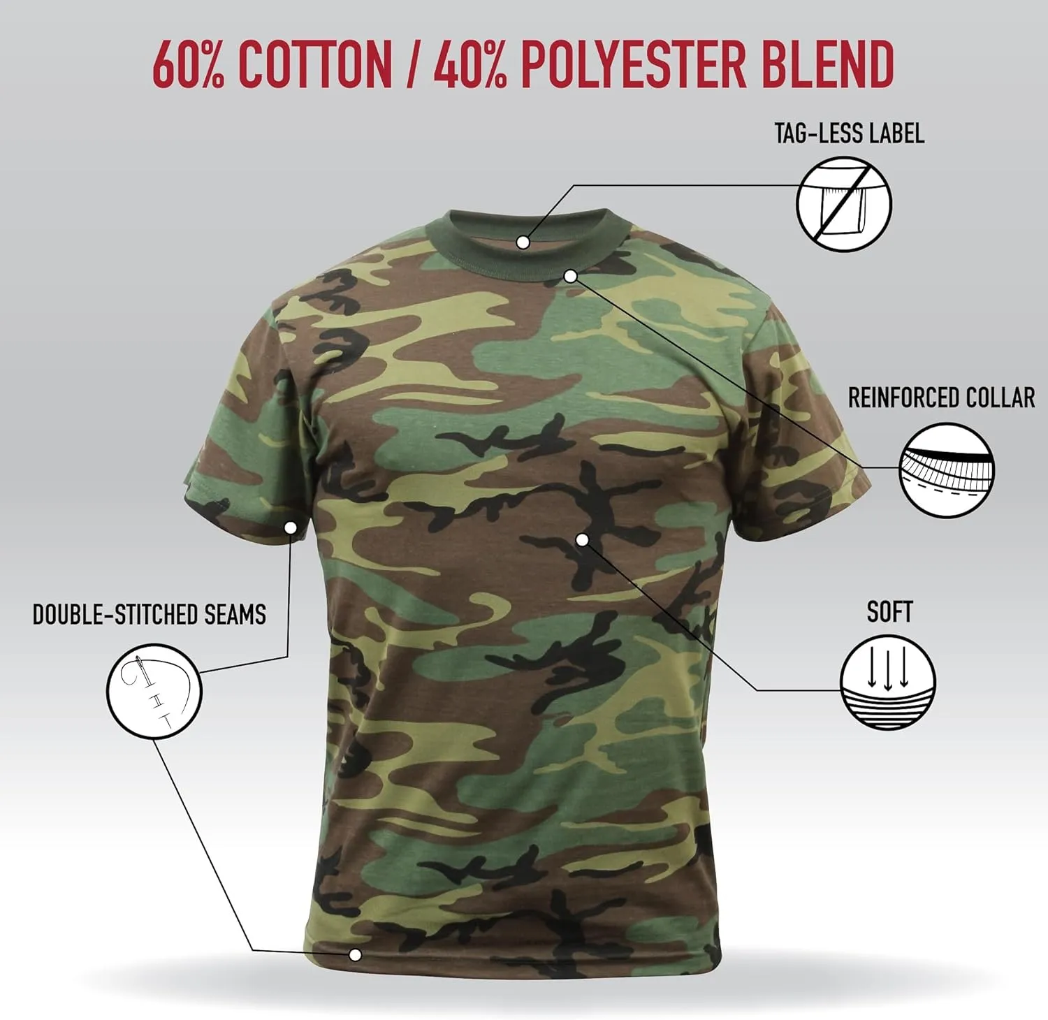 Rothco Camo T-Shirt - Comfortable, Tough and Long Lasting