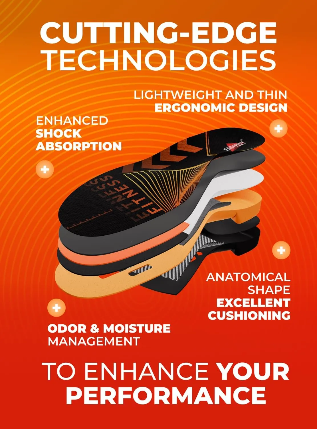 Running Athletic Shoe Insoles Men Women - Sport Insole - Shock Absorption Inserts - Walking Hiking Hockey Tennis Basketball - Orthotic Comfort Cushions Inserts Sneakers