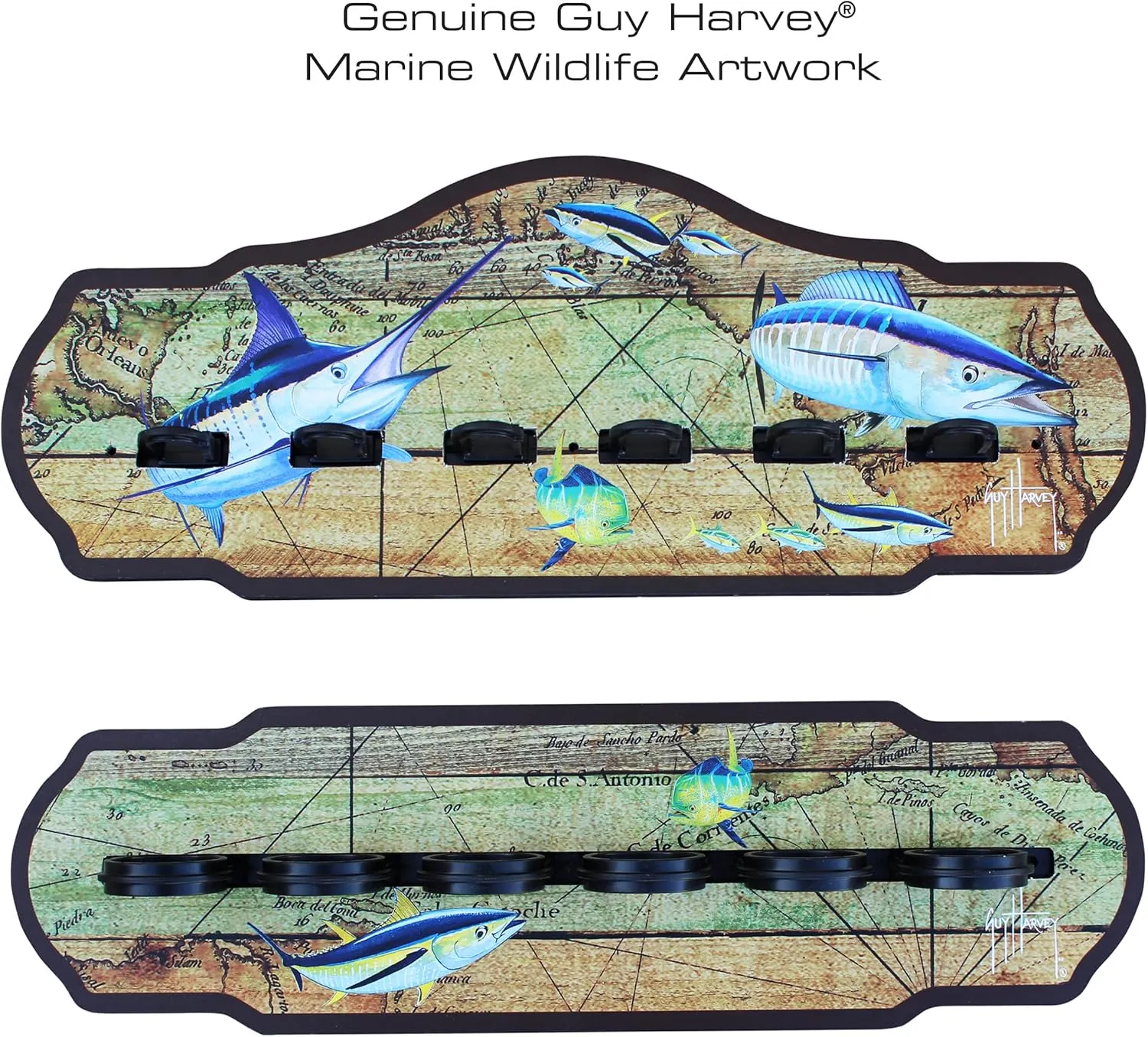 Rush Creek Creations Guy Harvey Bass Fishing Wall Storage Rack