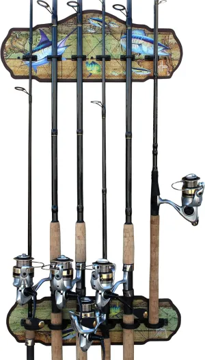 Rush Creek Creations Guy Harvey Bass Fishing Wall Storage Rack