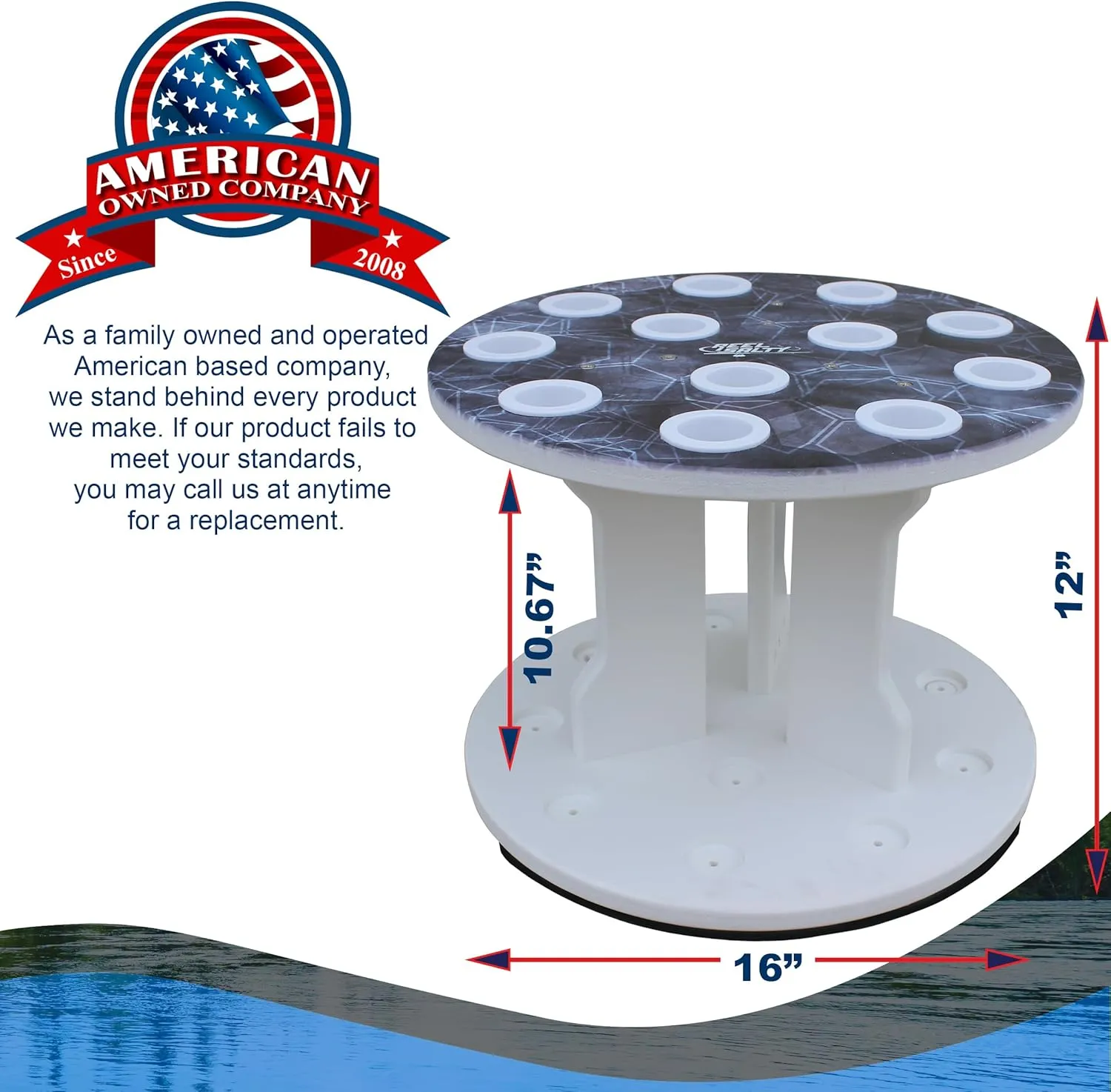 Rush Creek Creations Reel Salty Waterproof Marine Grade 16 Rolling Fishing Rod Holder Dock/Garage Storage Rack, Father's Day Gift, Gift for Dad and Grandpa, Gray/White, 29.8" L x 11.6" W x 30.9" H