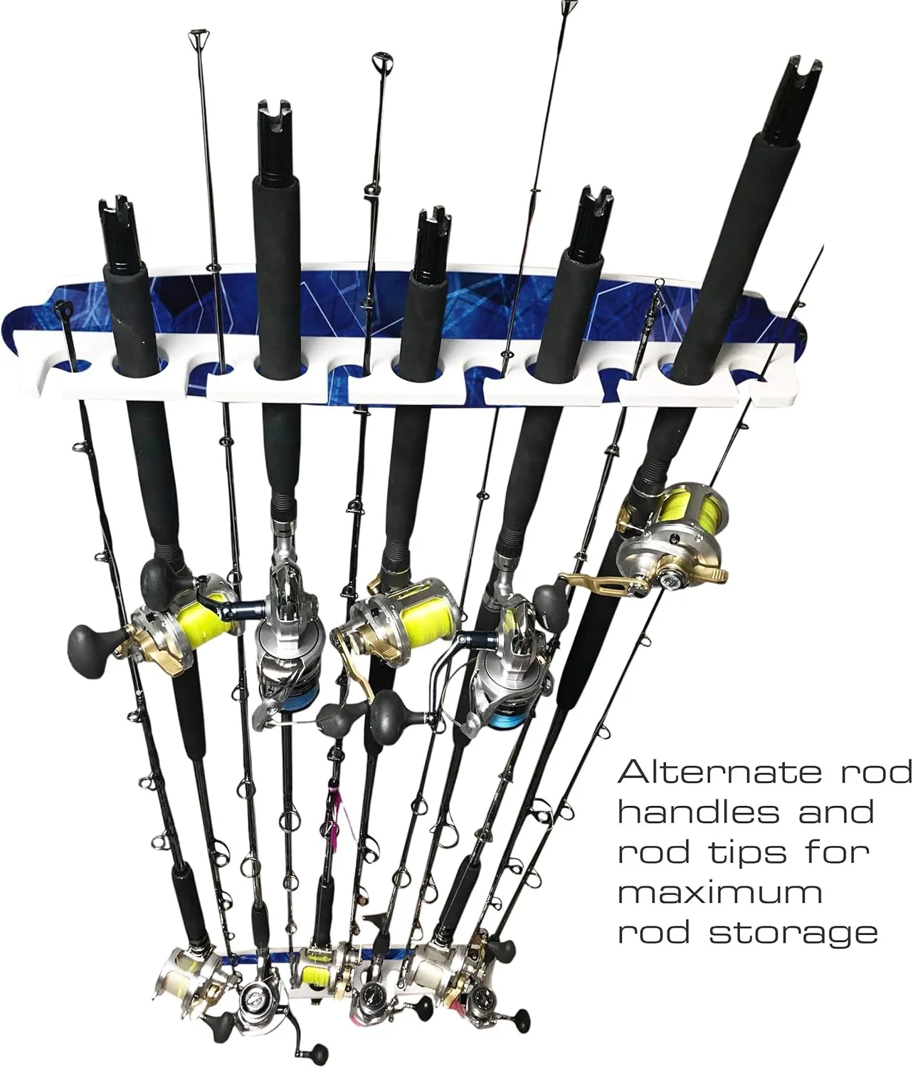 Rush Creek Creations Reel Salty Waterproof Offshore/Inshore Fishing Rod Holder for 11 Saltwater Poles   Gear & Accessories Perfect for Garage & Wall Storage
