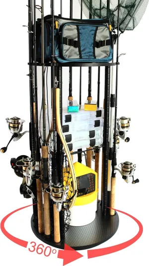 Rush Creek Creations Rod Holders for Garage Fishing Pole Rack Holds up to 12 Rods and Reel Combos - Mobile Garage or Shed Organizer car Fishing Gear Storage