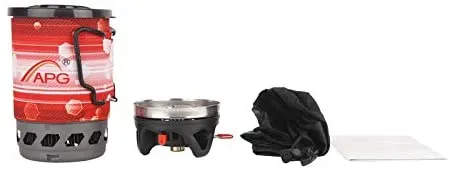 Rynx | APG Portable Gas Stove Personal Cooking System Backpack Outdoor Burner Hiking Camping Gear Heat Exchanger Kettle