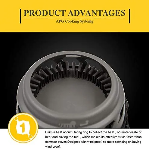 Rynx | APG Portable Gas Stove Personal Cooking System Backpack Outdoor Burner Hiking Camping Gear Heat Exchanger Kettle