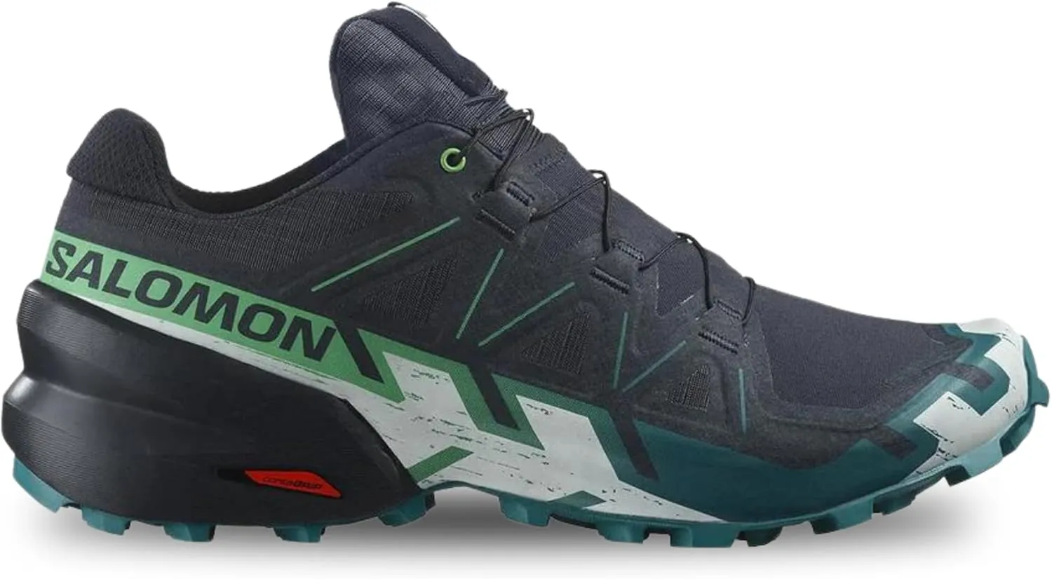 Salomon Mens Speedcross 6 Hiking Shoes, Carbon/Tahitian Tide/White, 10M