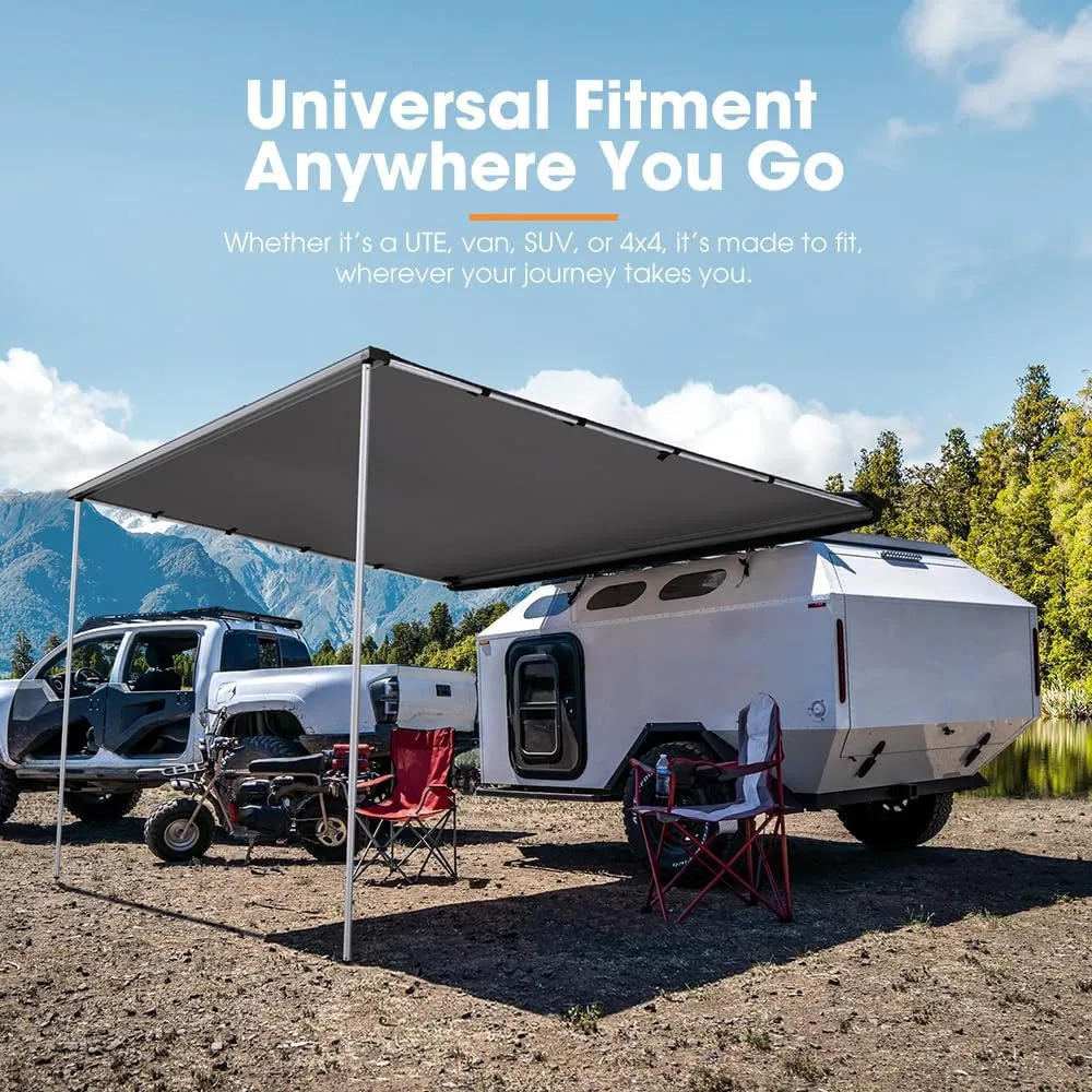 SanHima Vehicle Awning 6.6ft x 8.2ft - Roof Rack Pull Out Side Awning 54ft² Sun Shade UPF50  Weatherproof for Camping Car SUV Truck Van