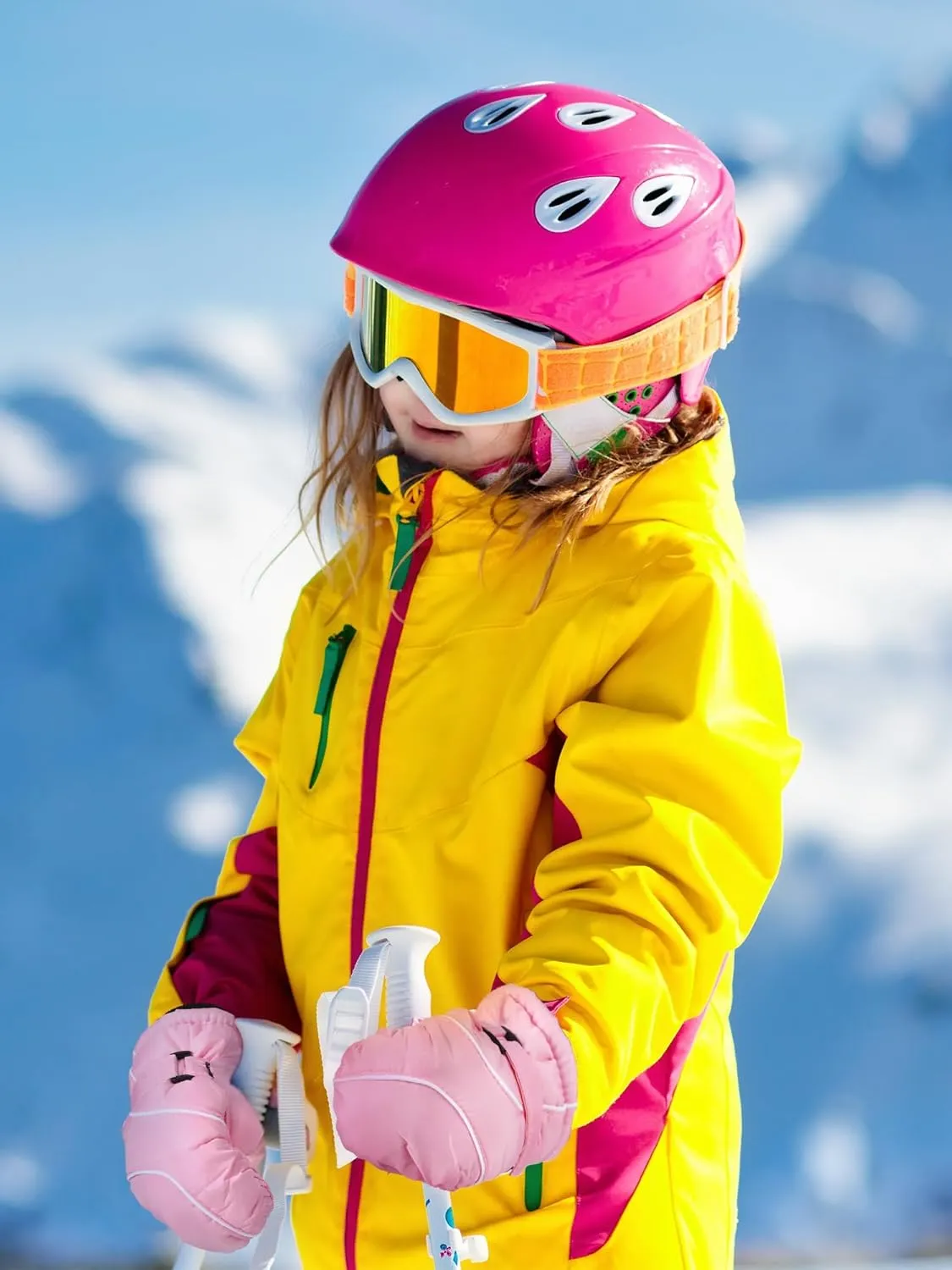 SATINIOR 6 Pair Winter Snow Mittens for Kids Waterproof Toddler Ski Gloves for Children Outdoor Activities