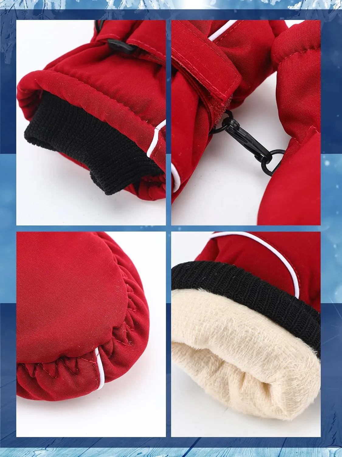 SATINIOR 6 Pair Winter Snow Mittens for Kids Waterproof Toddler Ski Gloves for Children Outdoor Activities