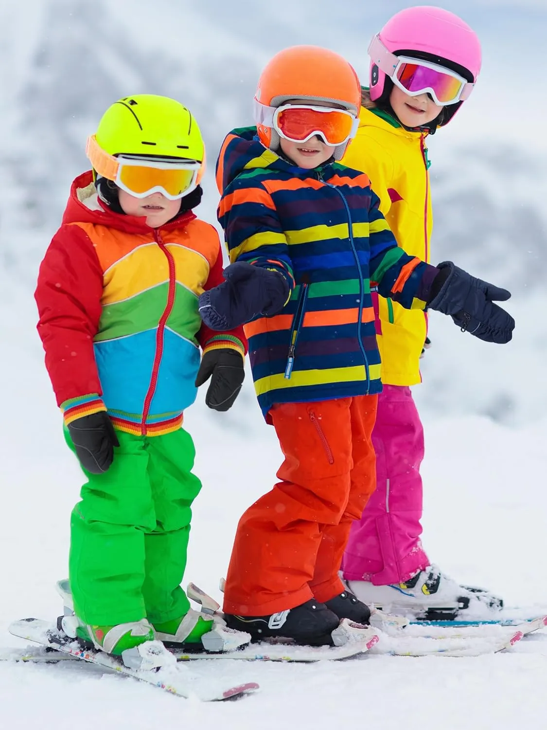 SATINIOR 6 Pair Winter Snow Mittens for Kids Waterproof Toddler Ski Gloves for Children Outdoor Activities