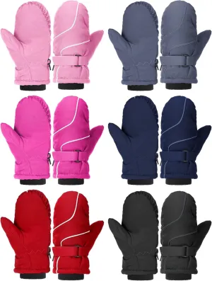 SATINIOR 6 Pair Winter Snow Mittens for Kids Waterproof Toddler Ski Gloves for Children Outdoor Activities
