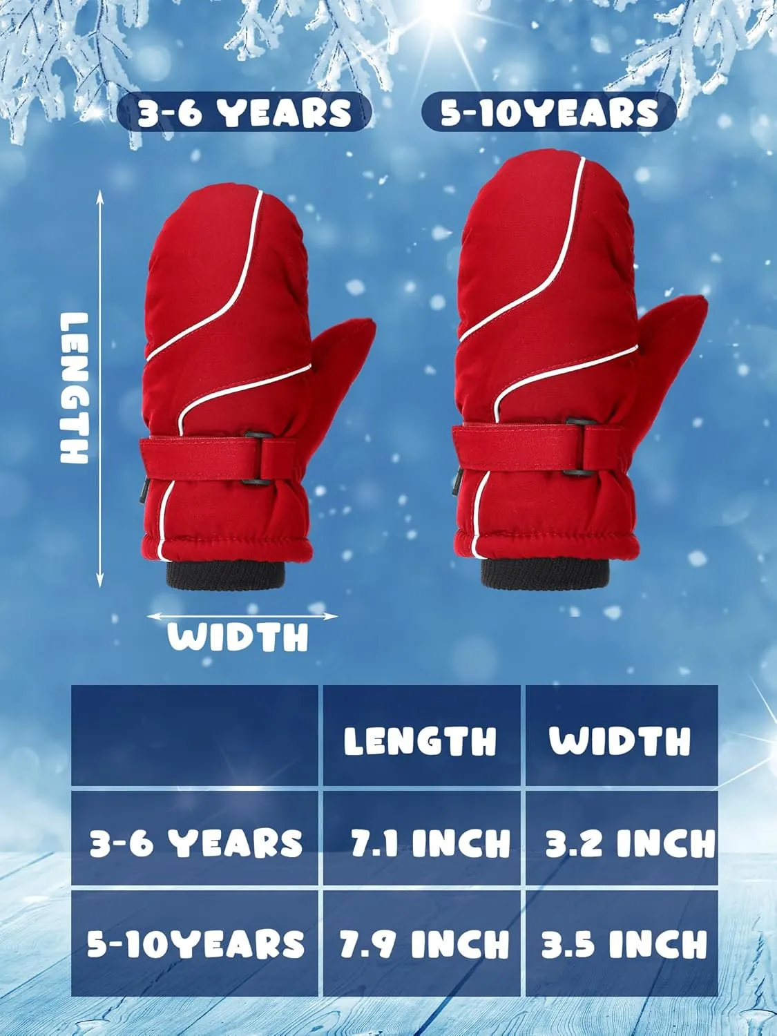 SATINIOR 6 Pair Winter Snow Mittens for Kids Waterproof Toddler Ski Gloves for Children Outdoor Activities