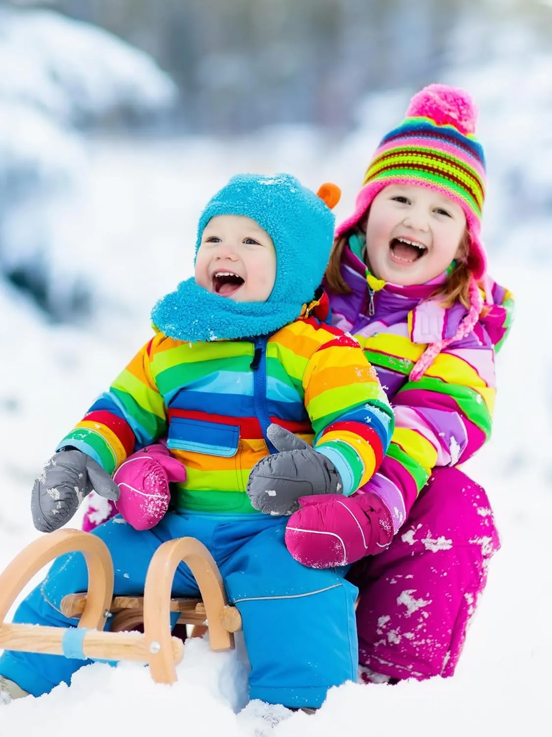 SATINIOR 6 Pair Winter Snow Mittens for Kids Waterproof Toddler Ski Gloves for Children Outdoor Activities