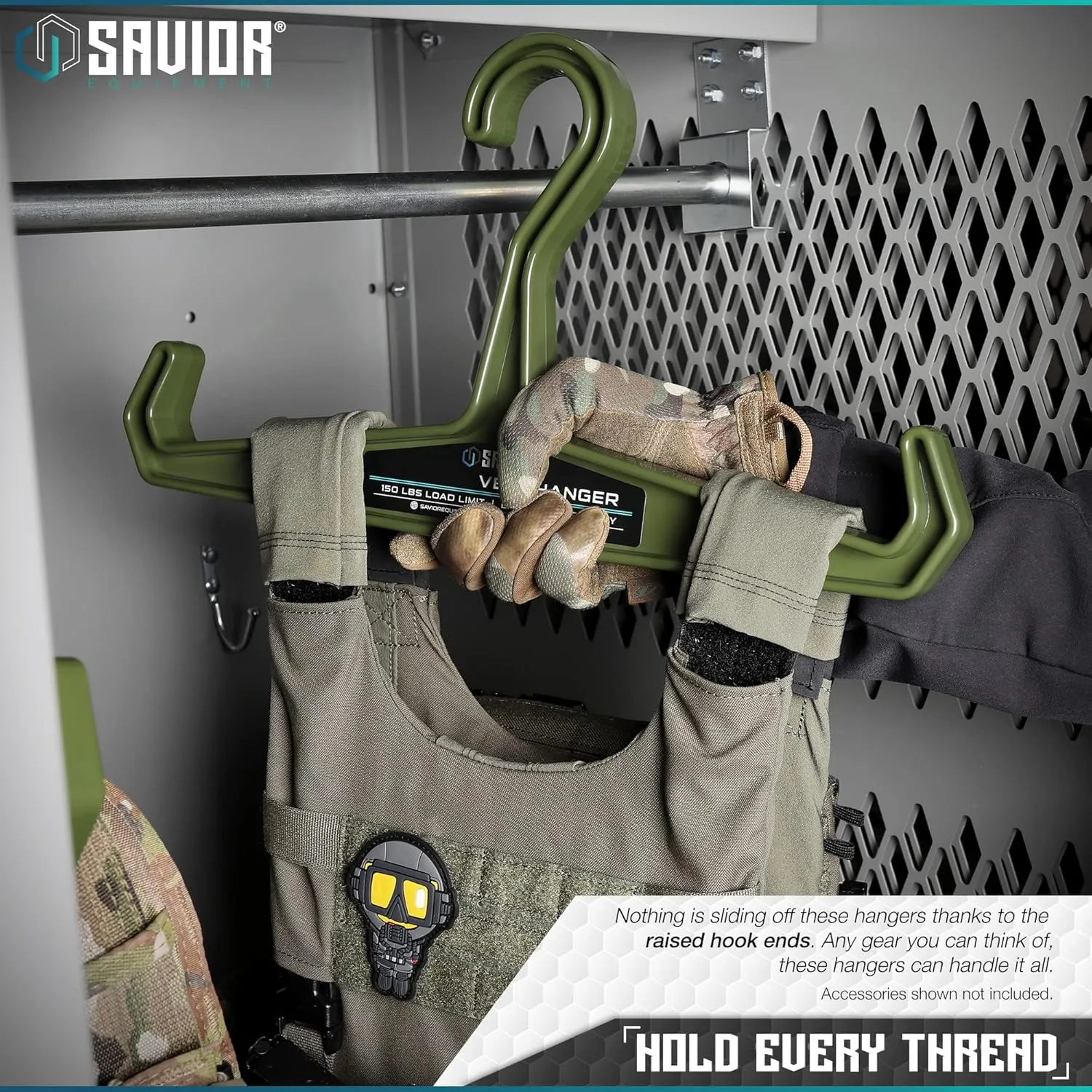 Savior Equipment Multi-Purpose Heavy Duty Hanger 2-Pack, 150 lbs Load Capacity High Impact Plastic for Tactical Vest Scuba Military Police Survival Gear Hanger