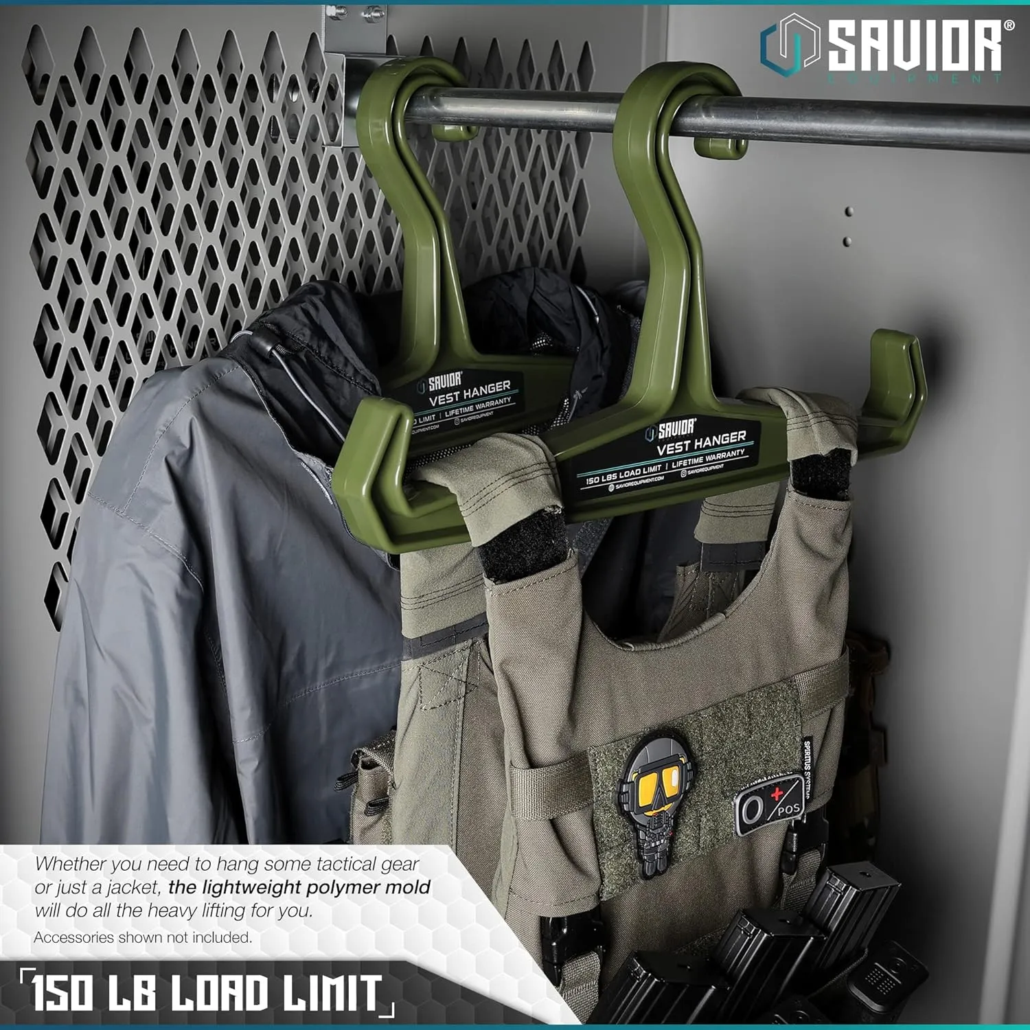 Savior Equipment Multi-Purpose Heavy Duty Hanger 2-Pack, 150 lbs Load Capacity High Impact Plastic for Tactical Vest Scuba Military Police Survival Gear Hanger