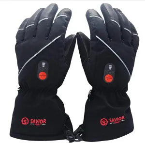 SAVIOR HEAT Heated Gloves for Men Women, Rechargeable Electric Heated Leather Skiing and Snowboarding Gloves