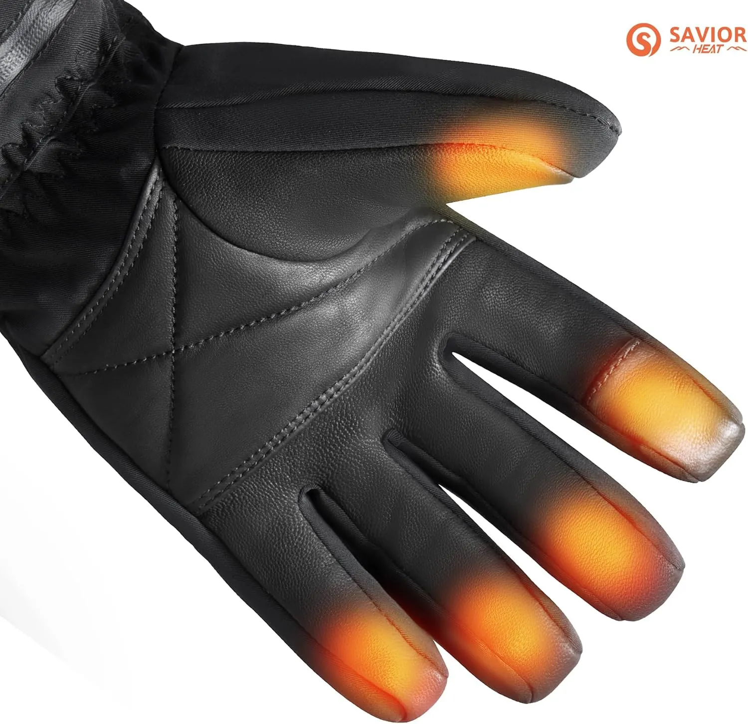 SAVIOR HEAT Heated Gloves for Men Women, Rechargeable Electric Heated Leather Skiing and Snowboarding Gloves
