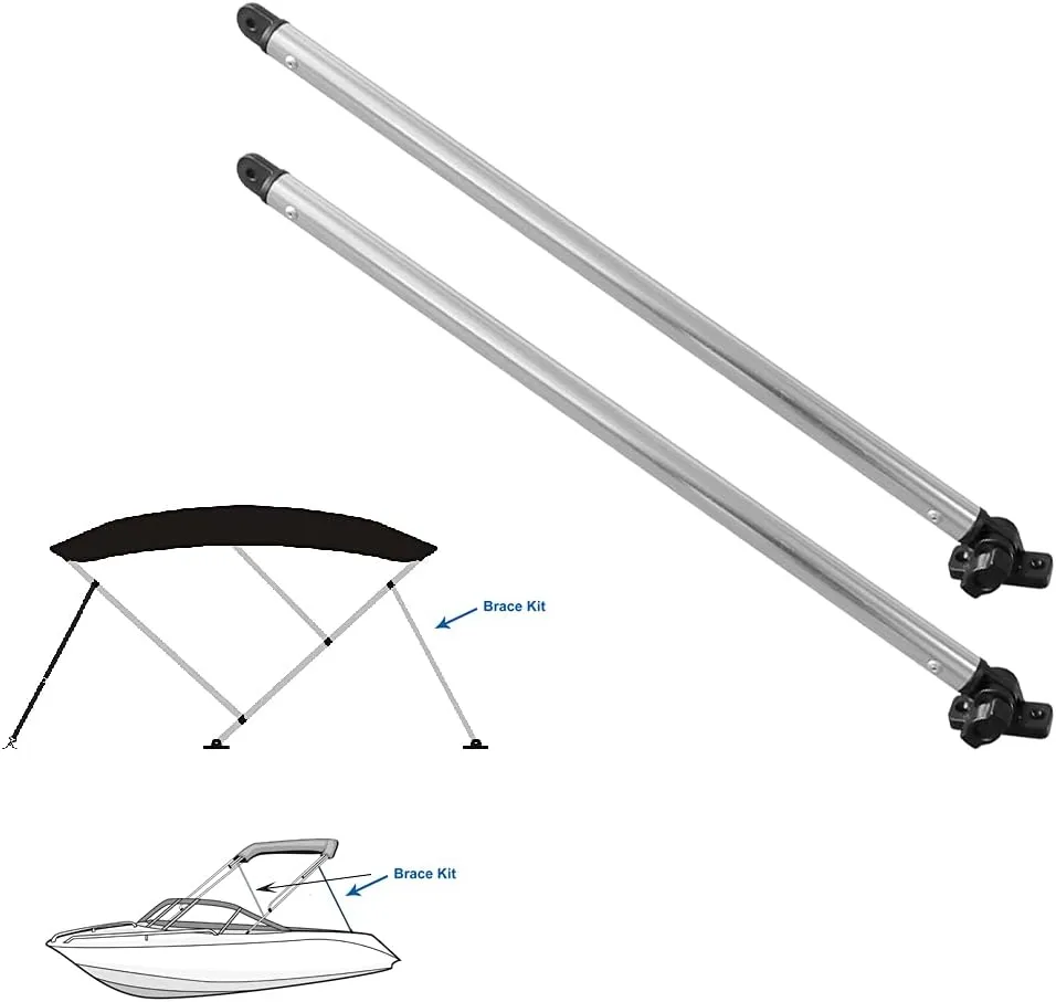 Savvycraft Marine Boat Bimini Top Rear Support Poles, 1 Inch Aluminum Tube Bimini Support Poles, 3 Height Options for Bimini Top 36" 46" 54" Height