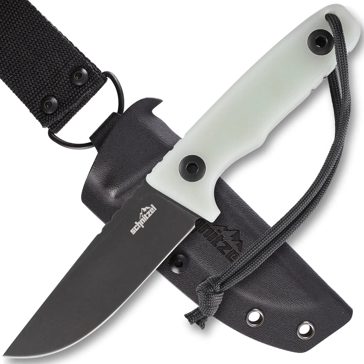 SCHNITZEL TRI - Outdoor Knife with Kydex Sheath and Dangler Carrying System – Bushcraft-Knife, Outdoor, Leisure, Adult (Jade)