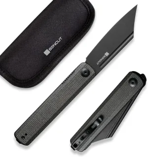 SENCUT Bronte Folding Pocket Knife with Front Flipper Opener, 3.38 Inch Blade Green Micarta Handle with Black Stonewashed 9Cr18MoV Blade SA08F