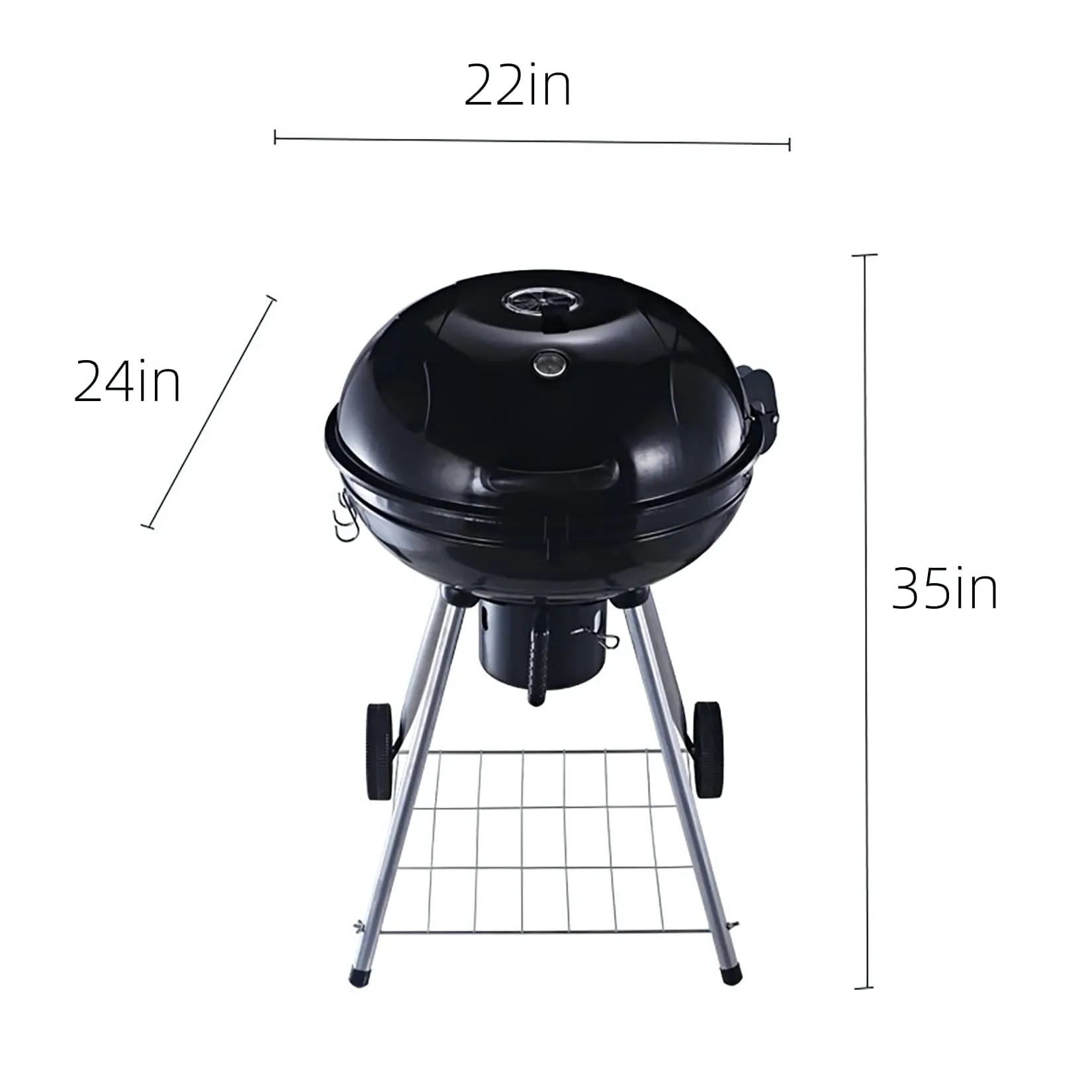 SENYANPAi 22 -inch Portable Kettle Charcoal Grill with Stainless Steel Stands and two Wheels，Smoked BBQ Grill，Outdoor Camping Barbecue Charcoal Grill for Garden ，Backyard Cooking ，Picnic Traveling