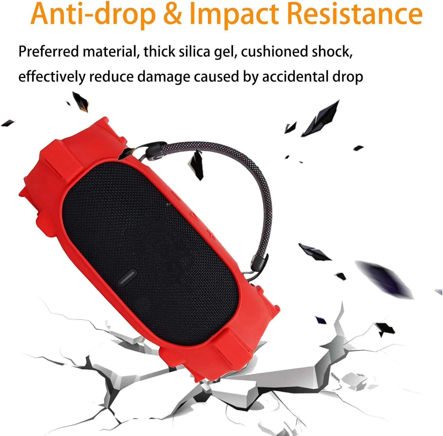 Silicone Carrying Case for Charge 6 Case Portable Bluetooth Speaker Protective Holder Anti-scratch Impact Resistance Travel Carrying Storage Bag with 1pcs Shoulder Strap & 2pcs Straps (Orange)