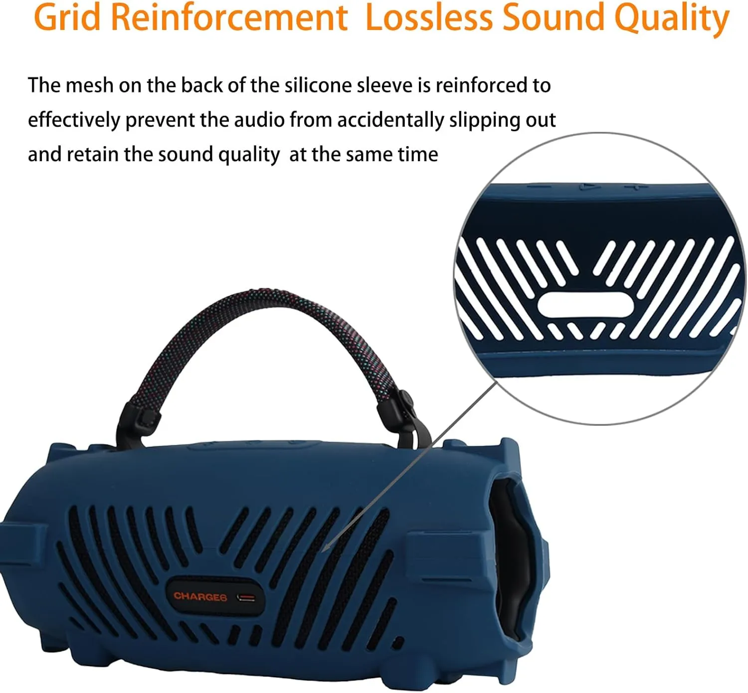 Silicone Carrying Case for Charge 6 Case Portable Bluetooth Speaker Protective Holder Anti-scratch Impact Resistance Travel Carrying Storage Bag with 1pcs Shoulder Strap & 2pcs Straps (Orange)