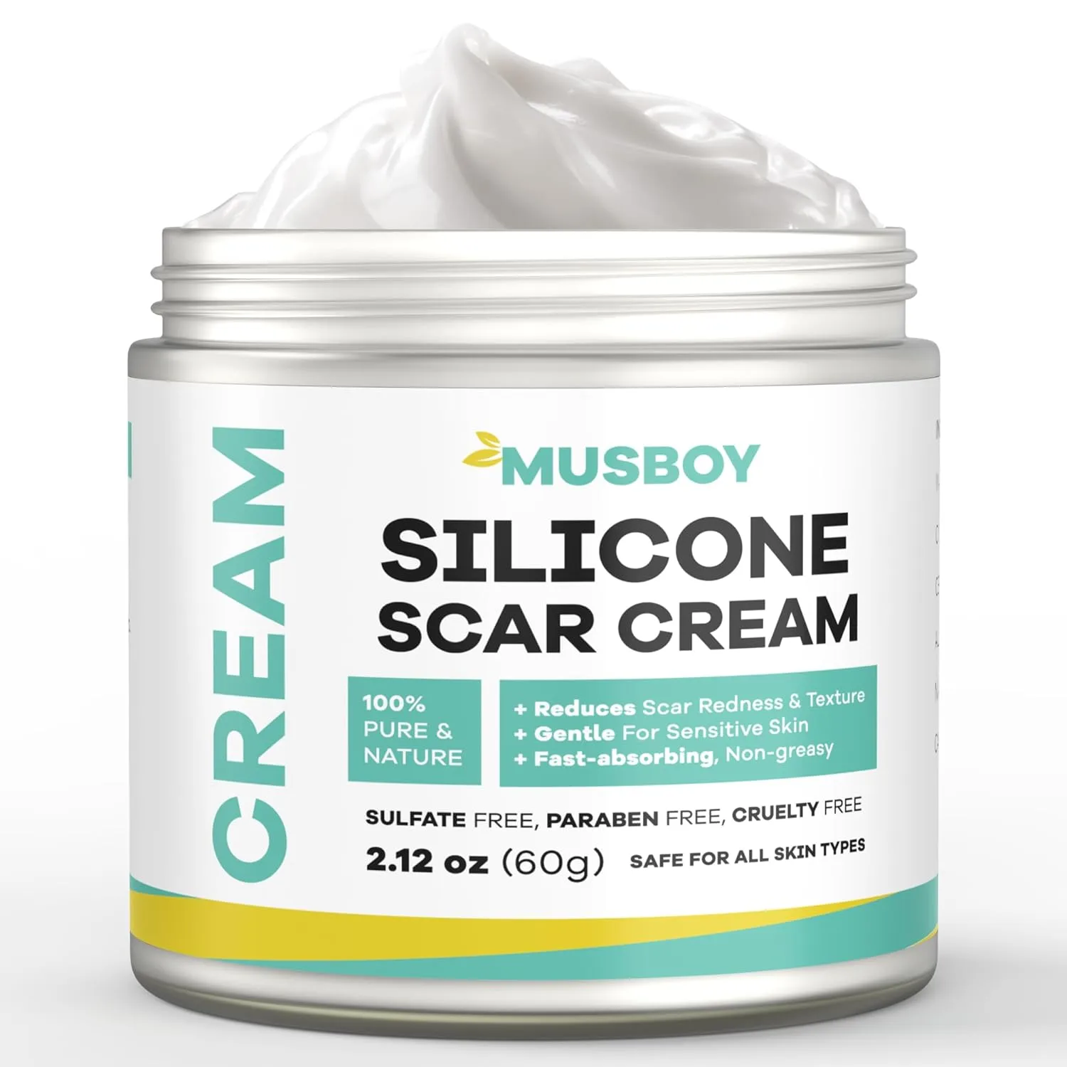 Silicone Scar Cream, Advanced Scar Cream, Stretch Marks, Surgical Scars, New and Old Scars Professional Scar Removal Cream 2.12 oz (60g)