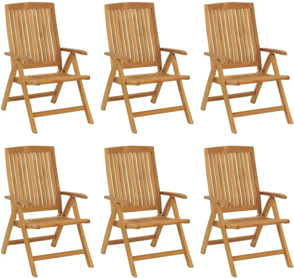 Sillas De Patio Camping Chair Lawn Chairs Outdoor Patio Chairs - Reclining Patio Chairs with Cushions 6 pcs Solid Wood Teak for Park Campsites Garden Beaches