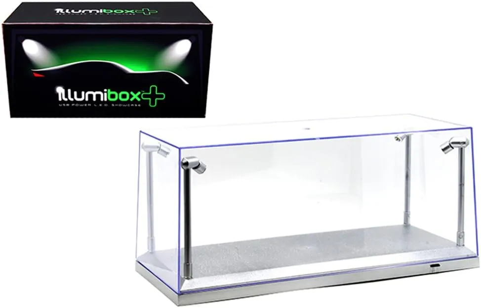 Silver Collectible Display Show Case Illumicase  with LED Lights for 1/64 1/43 1/32 1/24 1/18 Scale Models