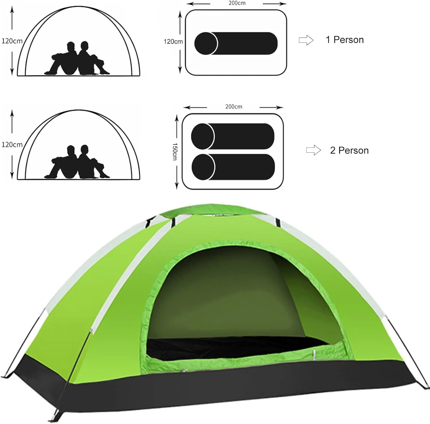 Single and Double Multi-Color Camping Tent, Lightweight Tent,Outdoor Equipment Waterproof Hiking Bike Tour Upgrade Large Space