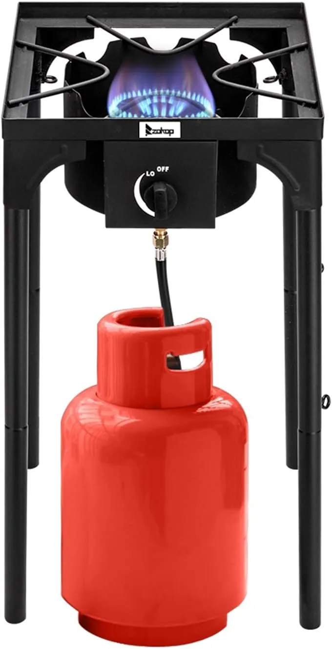 Single Burner Camp Stove Propane Burners for Outdoor Cooking - Single Burner Propane Stove 1 Burner Gas Burners for Cooking Outdoor, High Pressure Burner with Detachable Leg, 75000 BTU