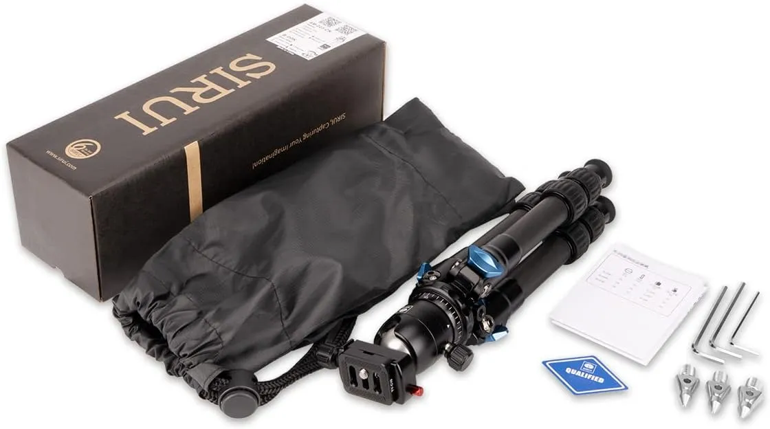 SIRUI AM-223 Carbon Fiber Camera Tripod Mini Travel Compact Tripod with 360° B-00K Ball Head, Arca Swiss Quick Release Plate, Loads up 15KG, Max Height 16", Folded Height 12.1",Black