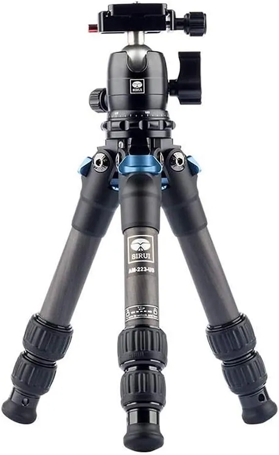 SIRUI AM-223 Carbon Fiber Camera Tripod Mini Travel Compact Tripod with 360° B-00K Ball Head, Arca Swiss Quick Release Plate, Loads up 15KG, Max Height 16", Folded Height 12.1",Black