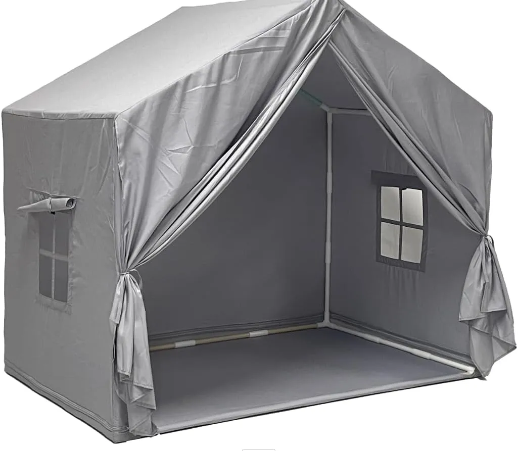 SISTICKER Kids Tent Indoor for Todllers with Mat, Star Light, Toddler Playhouse Play Tent Toddler Playroom Essentials Toys for Boys Girls Birthday Gift for Kids (Gray)