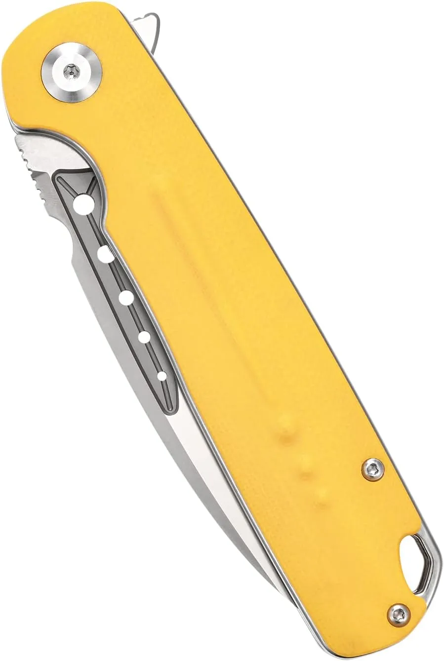 Sitivien ST131 Folding Knife,D2 Blade G10 Handle EDC Tool Knife with Liner Lock for Outdoor Camping Hiking Fishing(Yellow)