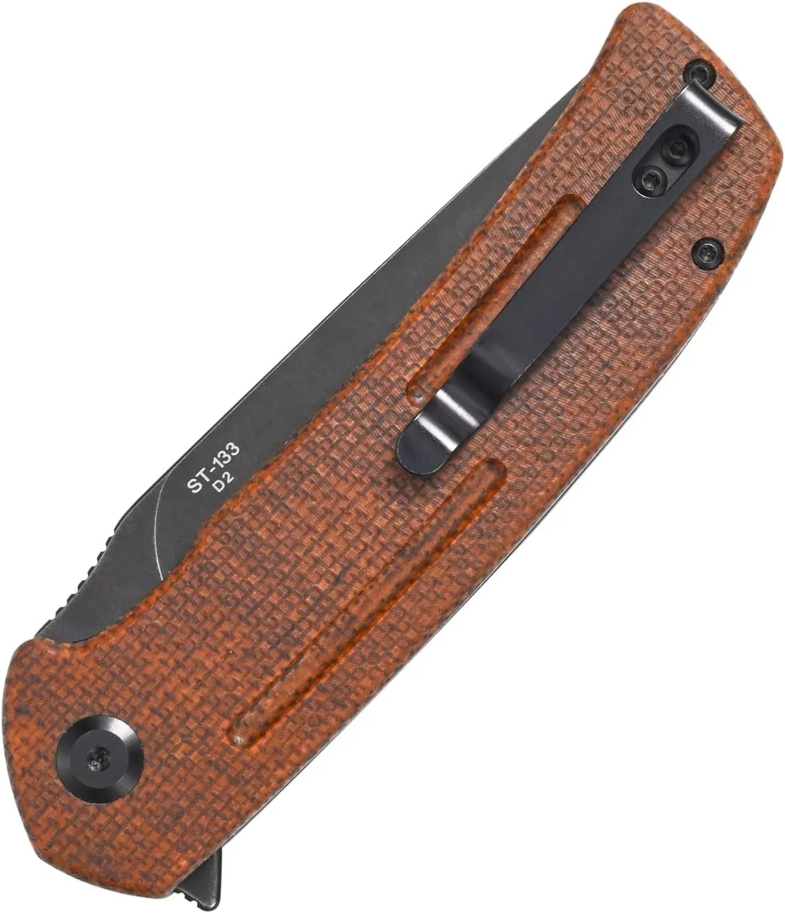Sitivien ST133 Folding Knife,D2 Blade,Micarta Handle EDC Tool Knife for Outdoor Camping Hiking(Brown)
