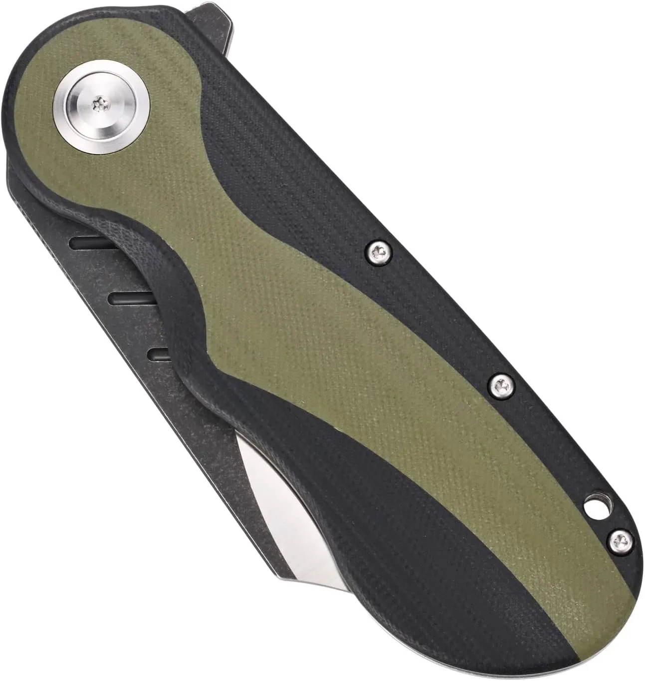Sitivien ST138 Folding Knife,Sandvik 14C28N Stainless Steel,G10 Handle EDC Knife for Outdoor Camping,Hiking,Fishing(Black Green)