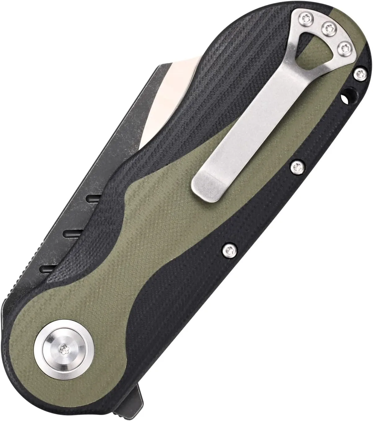 Sitivien ST138 Folding Knife,Sandvik 14C28N Stainless Steel,G10 Handle EDC Knife for Outdoor Camping,Hiking,Fishing(Black Green)