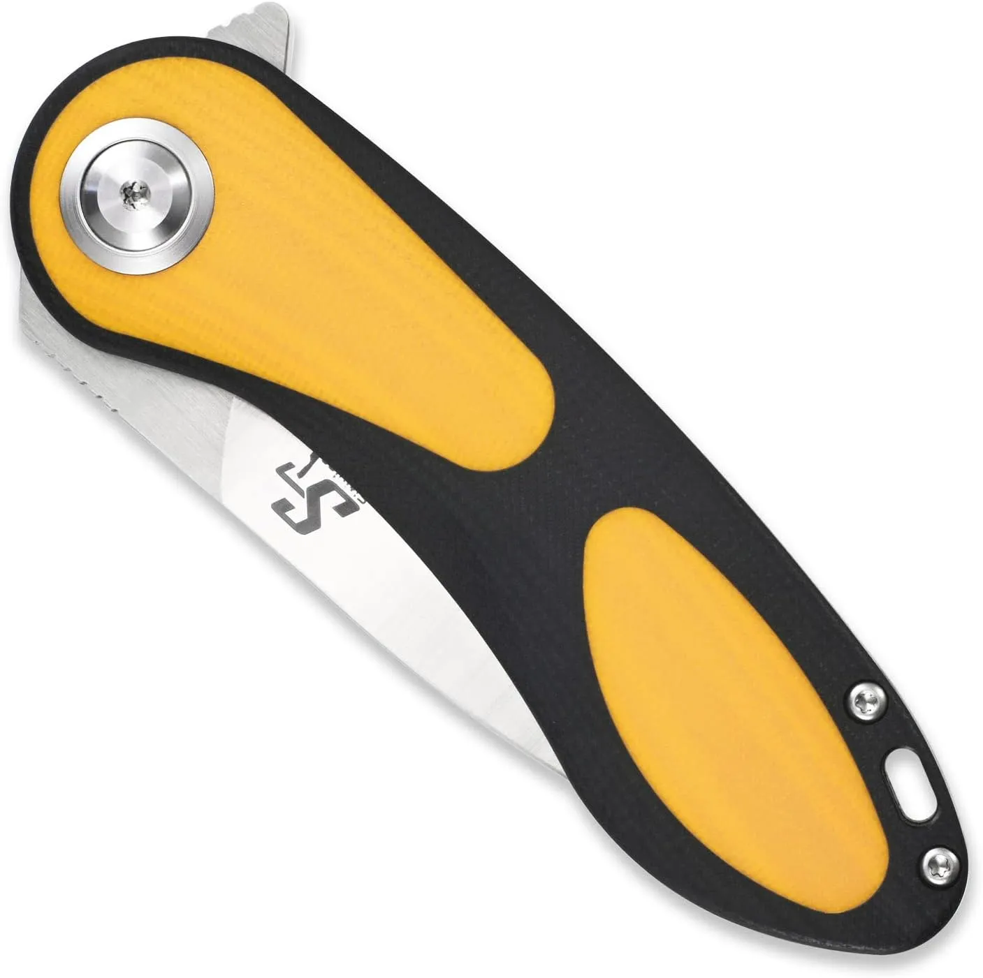 Sitivien ST139 Folding Knife Pocket Knife, Sandvik 14C28N Blade G10 Handle EDC Tool Knifes for Outdoor Camping,Hiking,Hunting,Survival(Black Yellow)