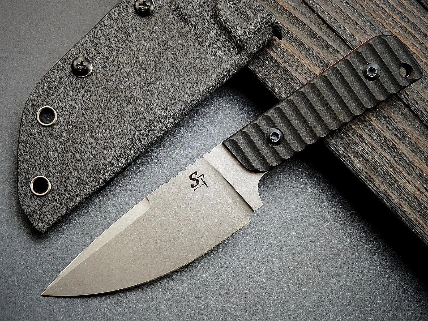 Sitivien ST14 Fixed Blade Knife AUS-10 Steel Blade G10 Handle Full Tang EDC Tool Knife for Outdoor Camping Hiking Hunting Adventure Bushcraft(Black)