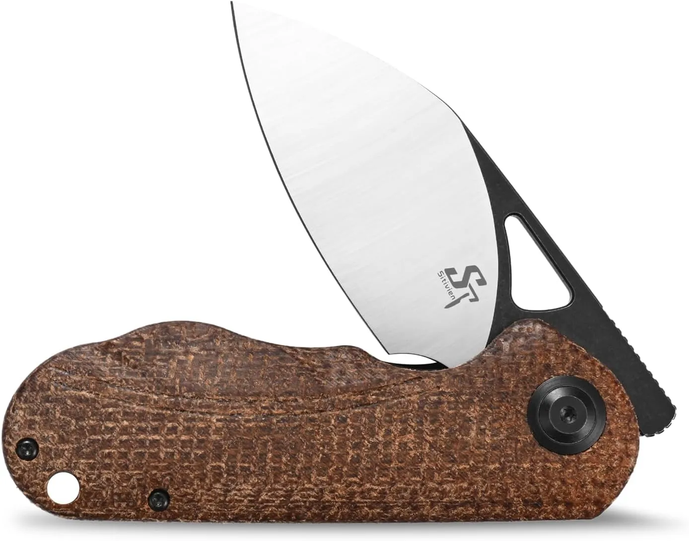 Sitivien ST156 Pocket Folding Knife, Sandvik 14C28N Steel Blade with Micarta Handle,Chinese Zodiac Series EDC Tool Knifes for Camping Hiking Survival Fishing(Brown)