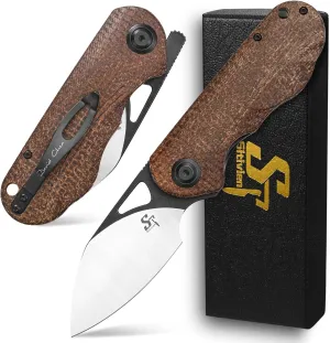Sitivien ST156 Pocket Folding Knife, Sandvik 14C28N Steel Blade with Micarta Handle,Chinese Zodiac Series EDC Tool Knifes for Camping Hiking Survival Fishing(Brown)