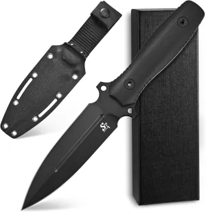 Sitivien ST17 Fixed Blade Knife Sleipner Black Stonewashed Steel Blade G10 Handle Full Tang EDC Straight Knife for Outdoor, Tactical, Survival and EDC (Black)