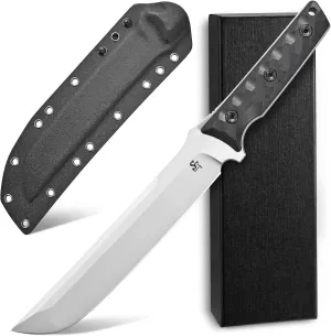 Sitivien ST25 Fixed Blade Knife AUS-10 Steel Blade G10 Handle Full Tang EDC Tool Straight Knife for Working Camping Hunting(Silver)