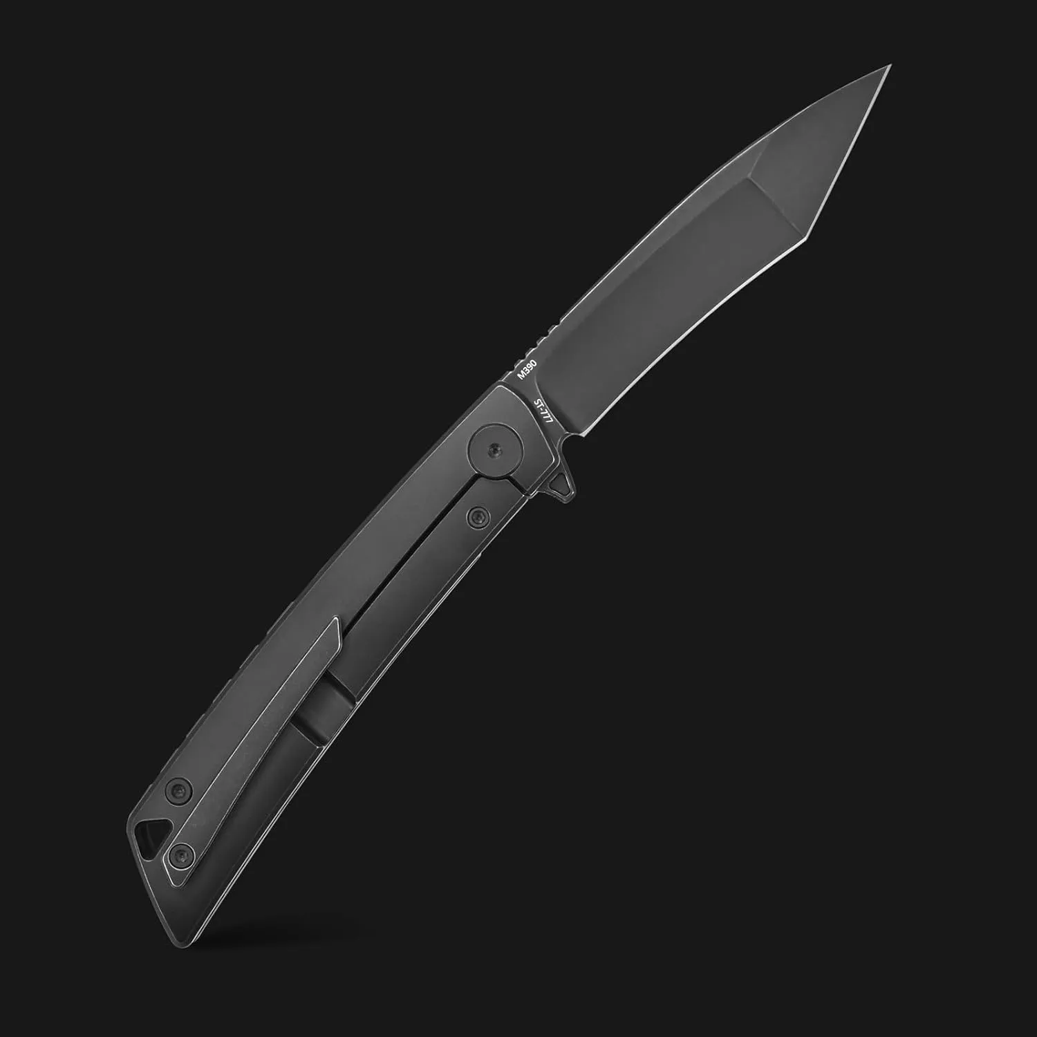 Sitivien ST777 Pocket Folding Knife,Handmade M390 Black Stonewashed Steel Blade,Titanium & Carbon Fiber Handle EDC Tool Knife for Outdoor Camping,Hiking,Hunting,Survival